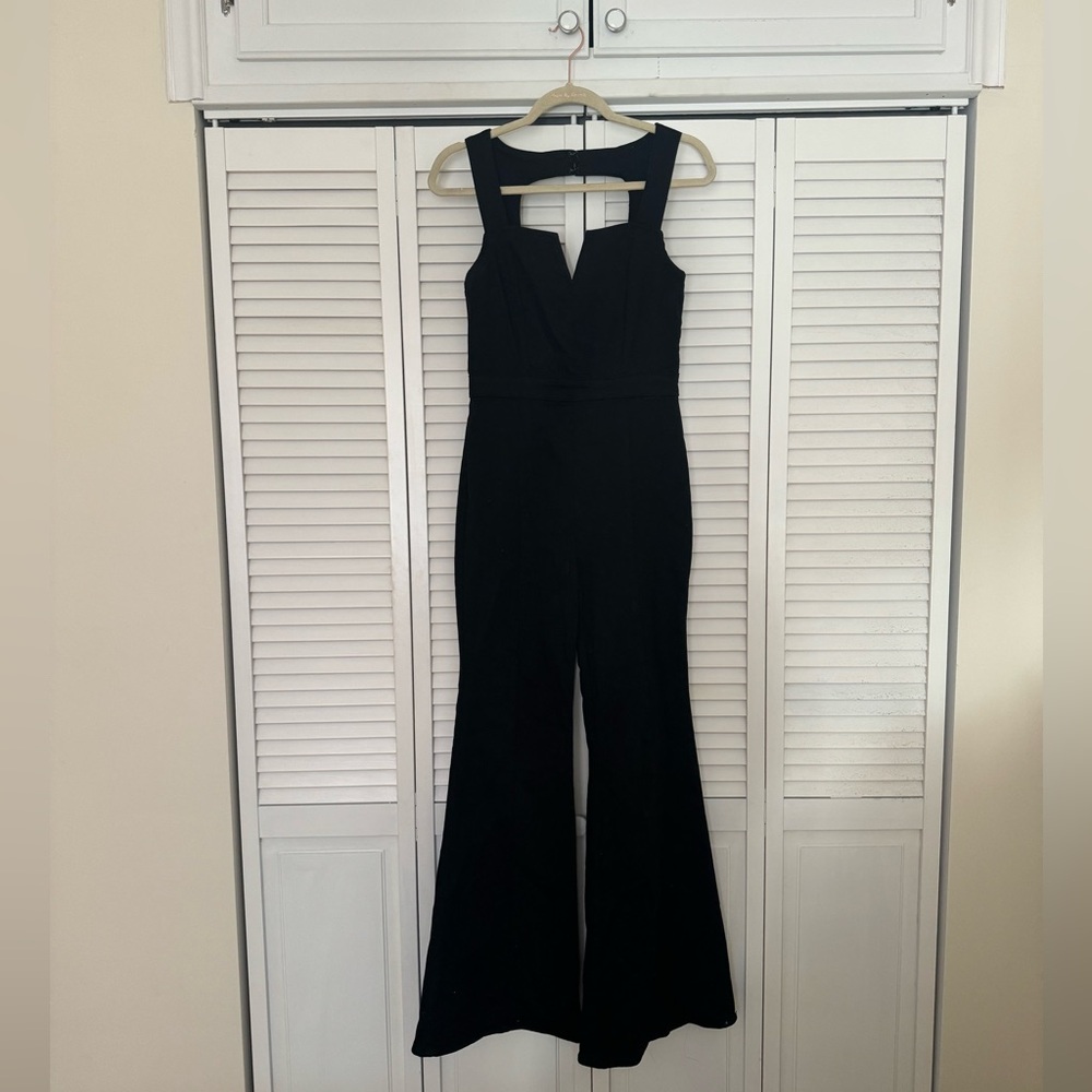Black Flared Jumpsuit with Sweetheart Neckline - Altar’d State Size M